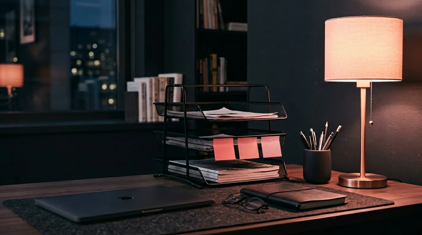 Redaktionsarbeitsplatz mit strukturierten Notizen zu Kfz-Polis, about-editorial-lab.webp, 1376×768 Pixel