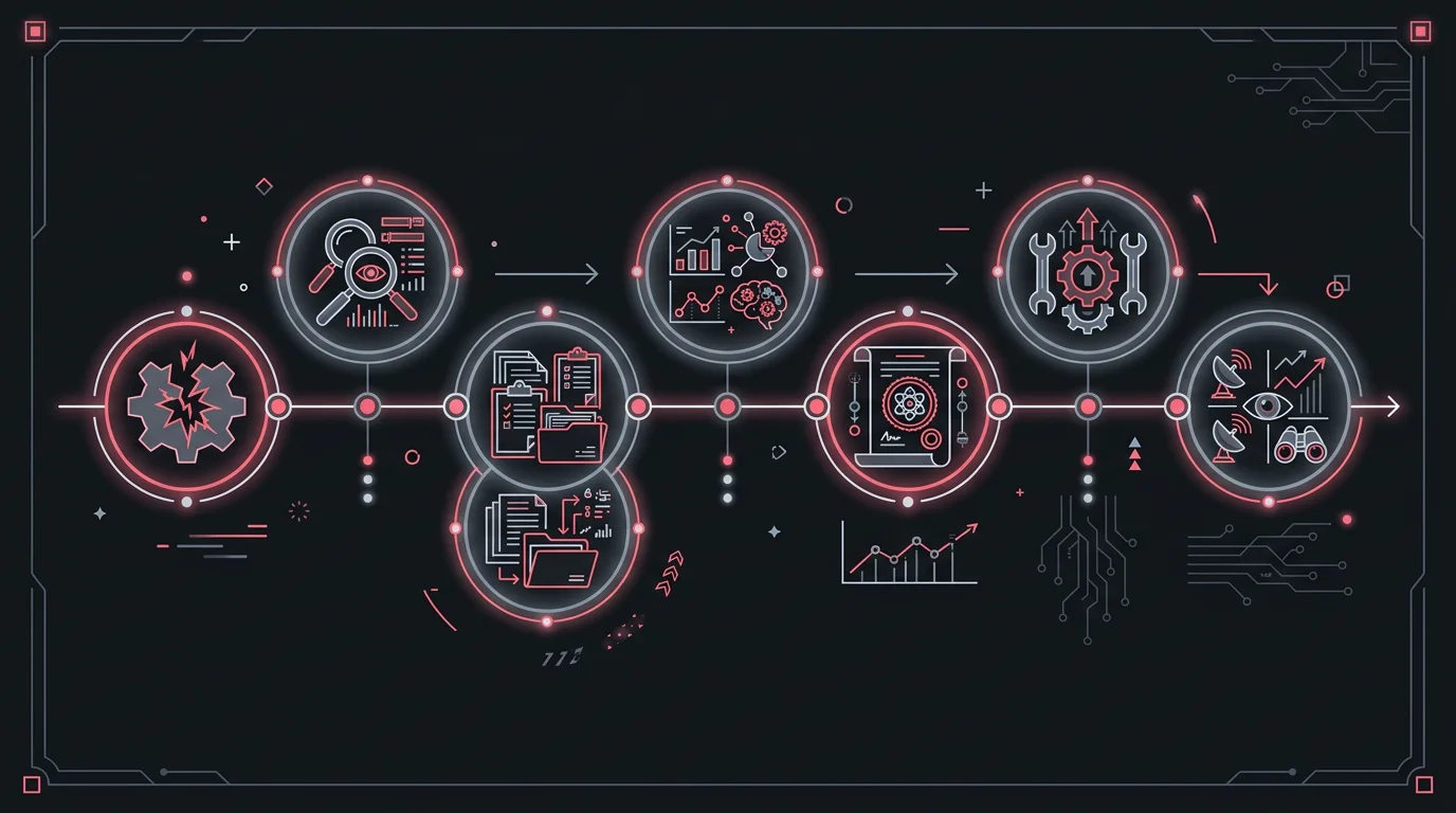 Zeitstrahl mit Dokumentationspunkten nach einem Vorfall, insight-timeline-proof.webp, 1376×768 Pixel, dunkles UI